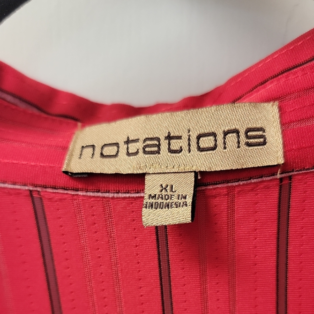 Notations Vibrant Red Top with Stripes - Picture 4 of 12